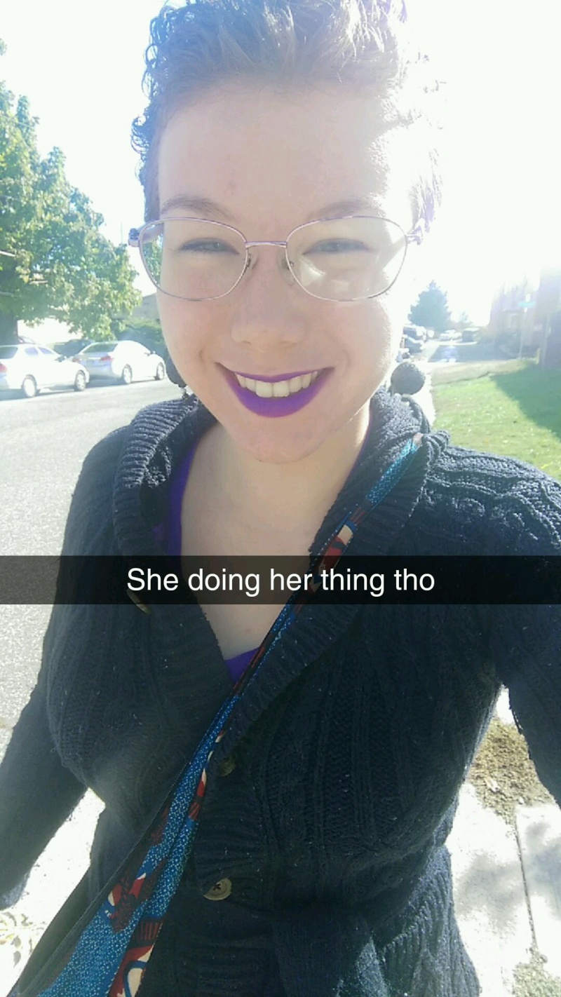 Dark purple lips to match my shirt and skirt. I was ready for the job fair! PC: KSB